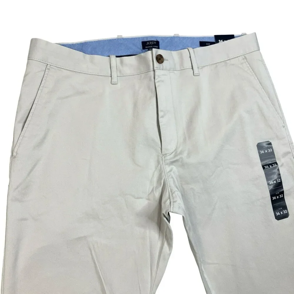 J Crew Chino Pants Mens 36x32 Gray Stone Cotton Stretch Slim Fit Office CO399